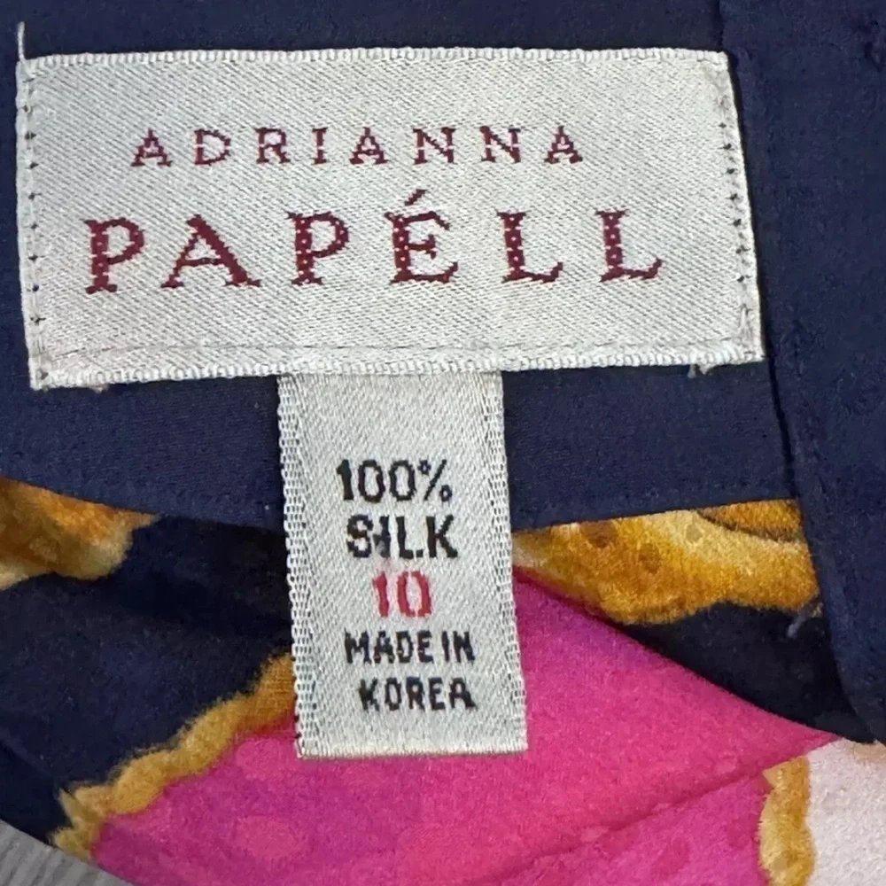 Vintage Adrianna Papell 100% Silk Top Sz 10 Rope Chain Pattern Designer Blouse - Picture 8 of 9